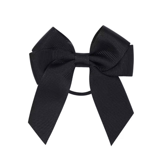Black 3 inch Tail Bow Hair Tie School Hair Accessories