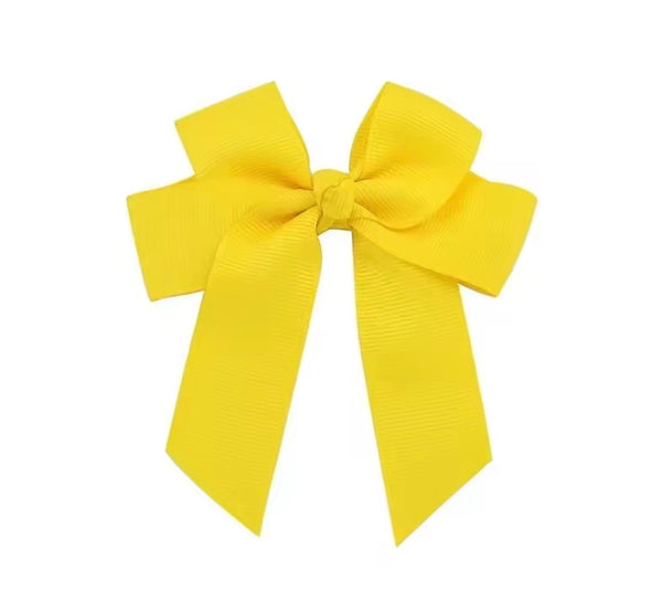 Daffodil Yellow 3.5 inch Tail Bow Hair Clip School Hair Accessories