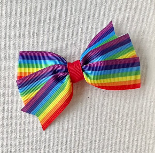 Rainbow stripe Hair Bow Clip