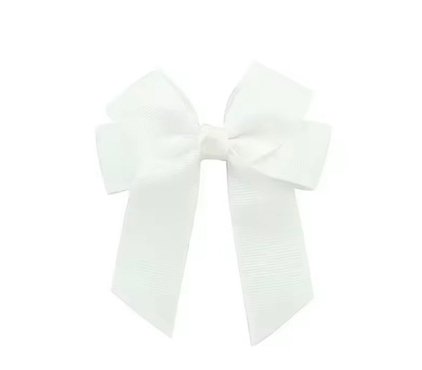 White 3.5 inch Tail Bow Hair Clip School Hair Accessories