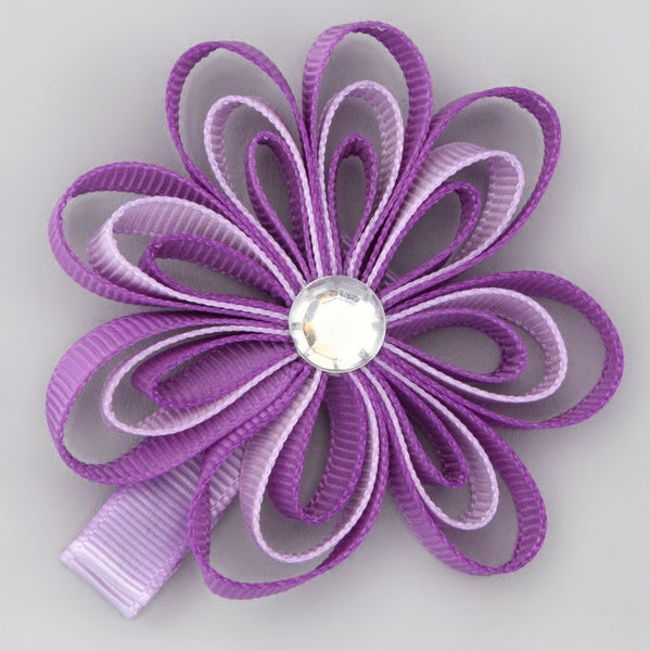 School Hair Accessories - custom made, choose colours needed- Loopy Ribbon Flower Clip