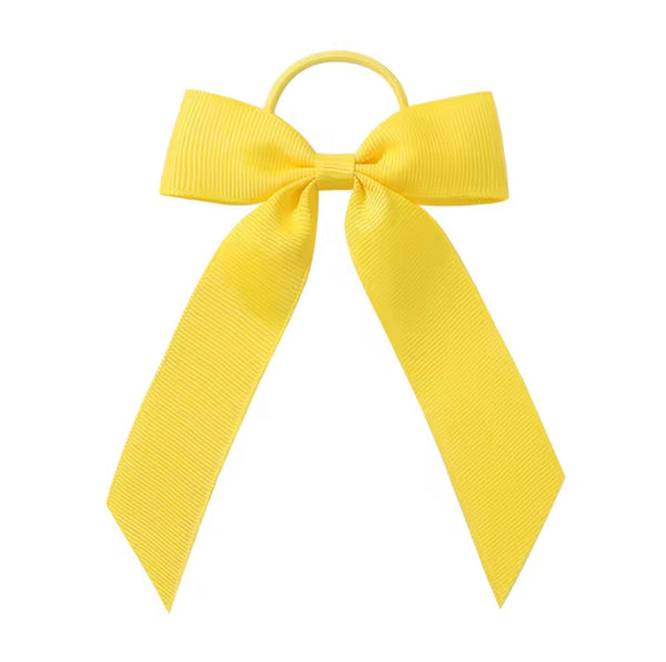 Daffodil Yellow 3.5 inch Tail Bow Hair Tie School Hair Accessories