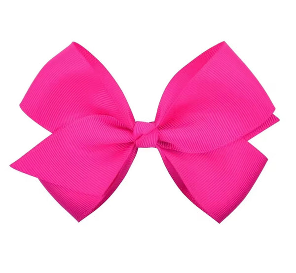 Shocking Pink 4.5 Inch Bow Hair Clip School Hair Accessories