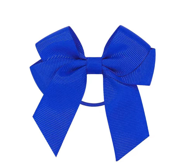 Electric Blue 3 inch Tail Bow Hair Tie School Hair Accessories