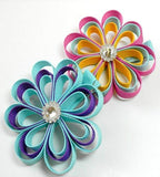 School Hair Accessories - custom made, choose colours needed- Loopy Ribbon Flower Clip