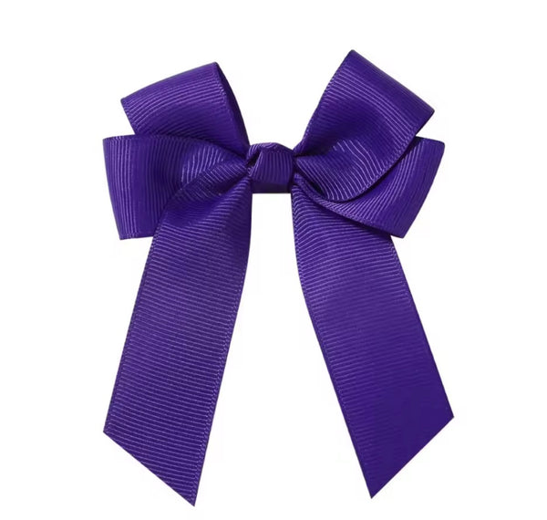 Regal Purple 3.5 inch Tail Bow Hair Clip School Hair Accessories