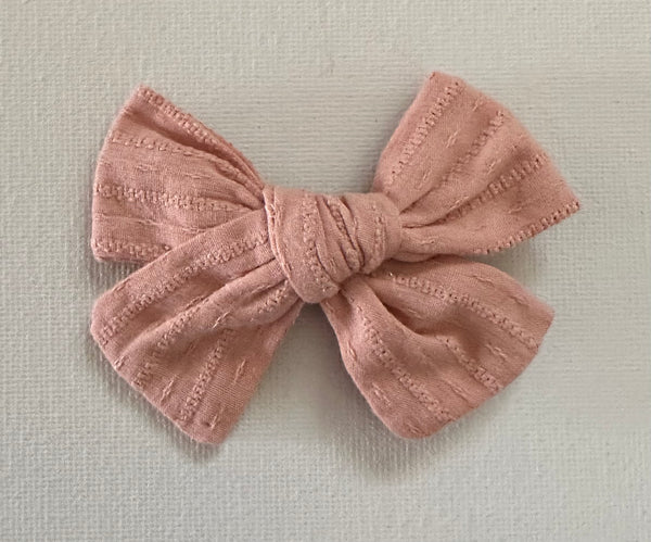 Salmon pink Fabric Bow Hair Clip