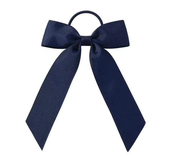 Navy 3.5 inch Tail Bow Hair Tie School Hair Accessories