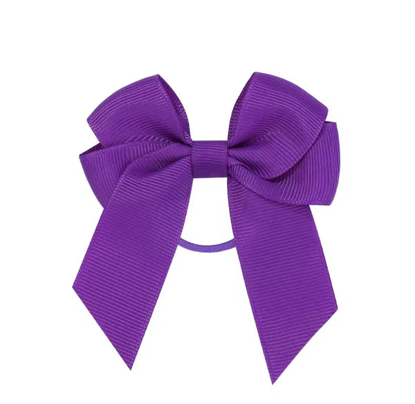 Purple 3 inch Tail Bow Hair Tie School Hair Accessories