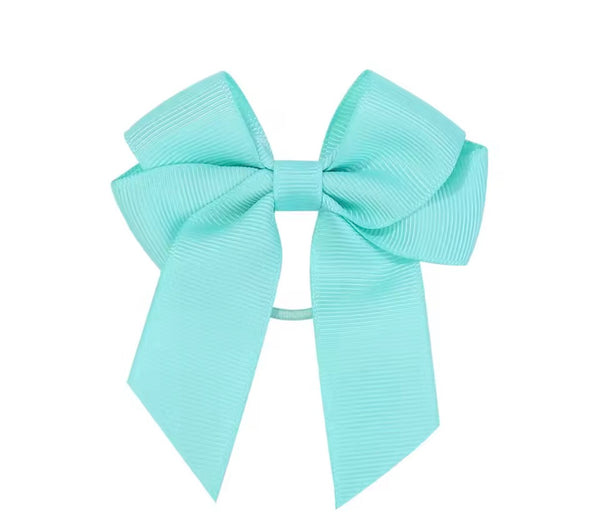 Aqua 3 inch Tail Bow Hair Tie School Hair Accessories