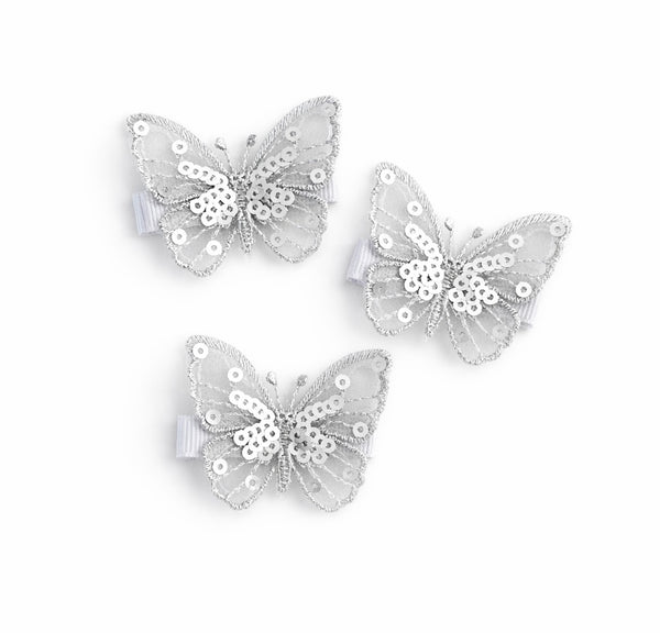 Silver Sequin Butterfly Hair Clip