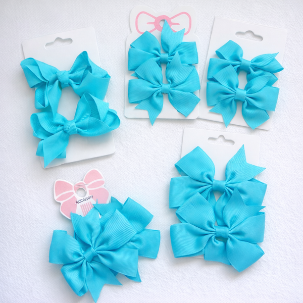 School Hair Accessories Turquoise Pack Bows, Clips, Hair Ties