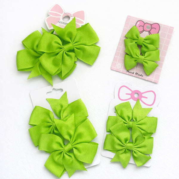 School Hair Accessories Apple Green Pack Bows, Clips, Hair Ties