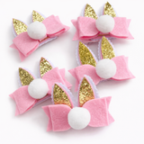 Felt Bunny Ears Hair Clip with Gold Glitter Ears