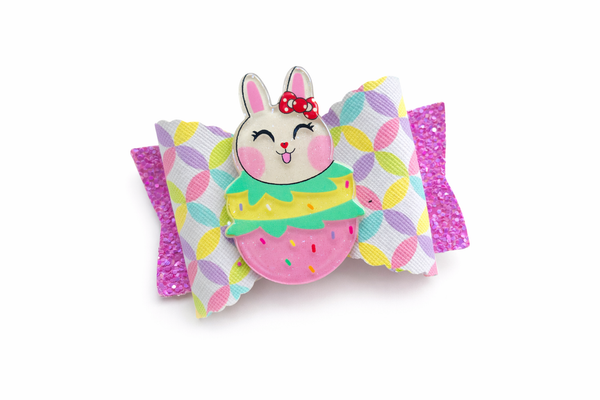 Easter Bunny Hair Clip Glitter Bow