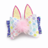 Easter Hair Clip Bunny Ears Glitter Bow