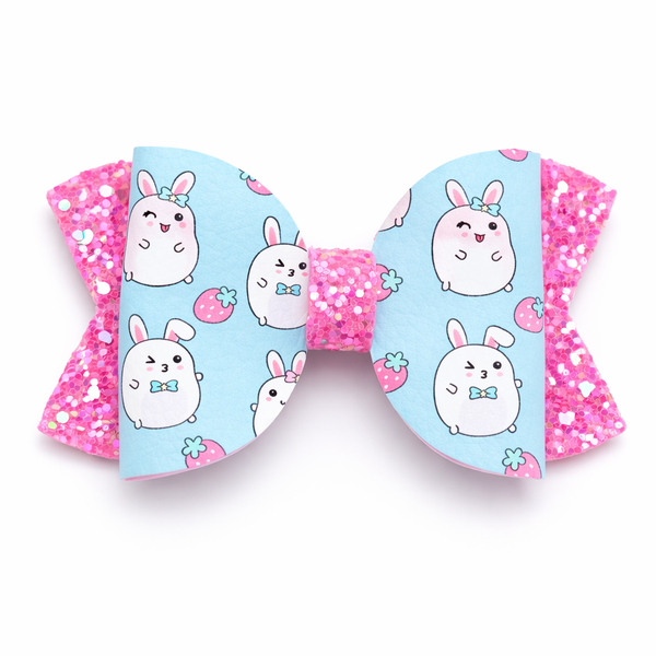Blue Strawberry Easter Bunny Hair Clip