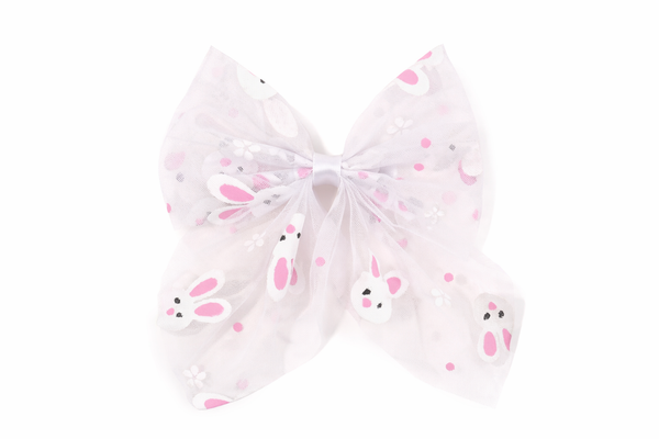 Tulle White Easter Bunny Hair Clip