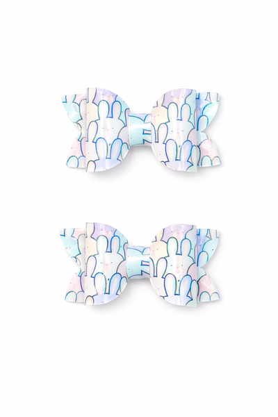 Pastel Easter Bunnies Mini Pigtail Bows