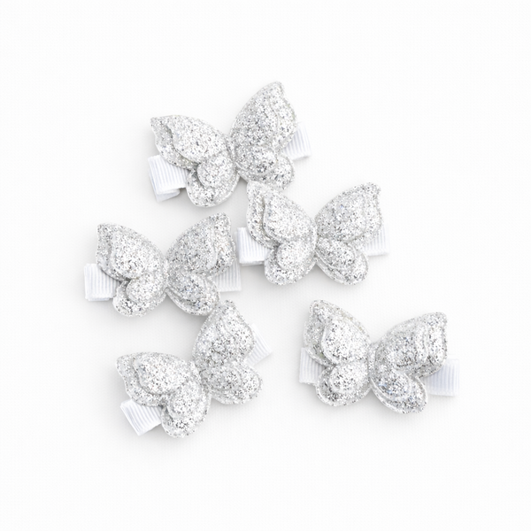 Silver Shimmer Butterfly Hair Clip