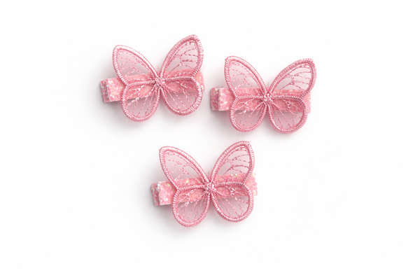 Pink Glitter Butterfly Hair Clip