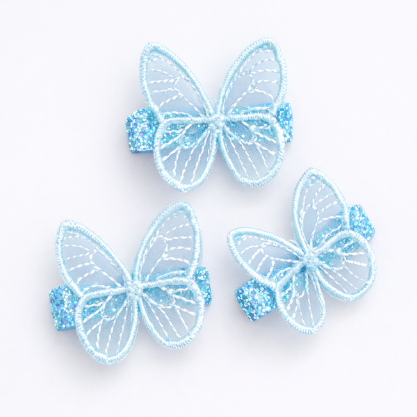 Blue Glitter Butterfly Hair Clip