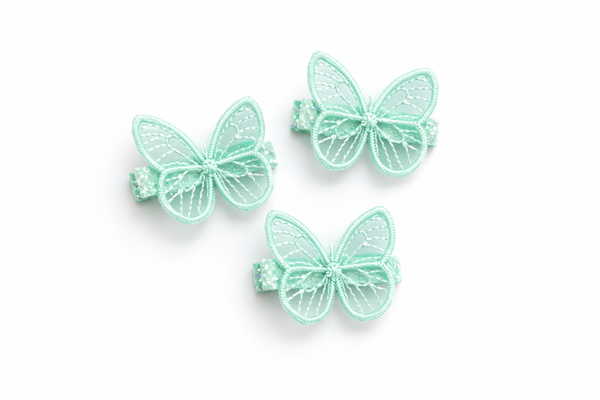 Green Glitter Butterfly Hair Clip