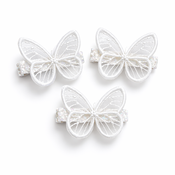 Ivory Glitter Butterfly Hair Clip