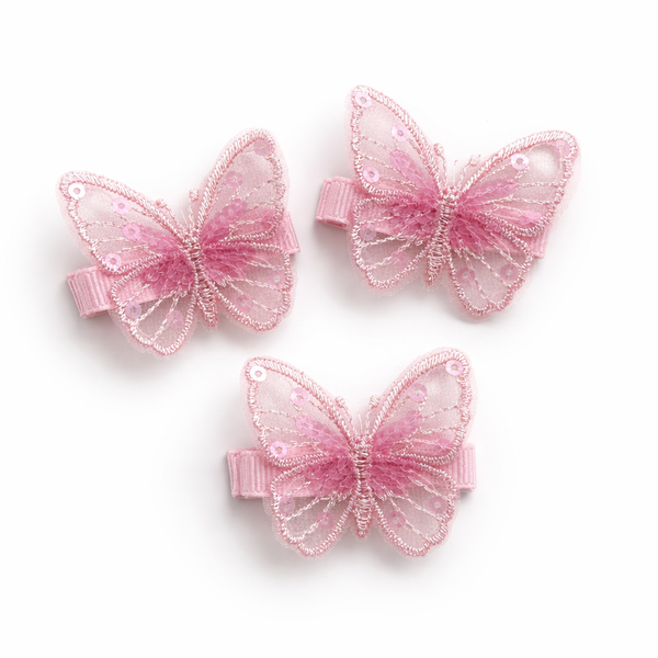 Pink Sequin Butterfly Hair Clip