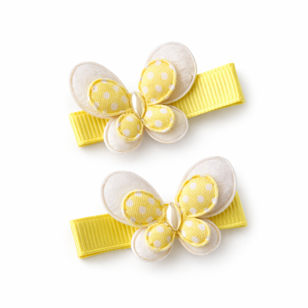 Pair Yellow Spot Butterfly Clips