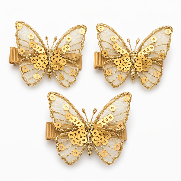 Gold Sequin Butterfly Hair Clip
