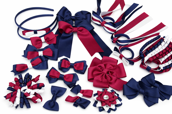School Uniform, Sport Team Hair Accessories choose colours needed - Jumbo Pack hair ties, clips and headbands