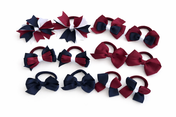School Uniform, Sport Team Hair Accessories  -custom made, choose colours needed - Pigtail Pack