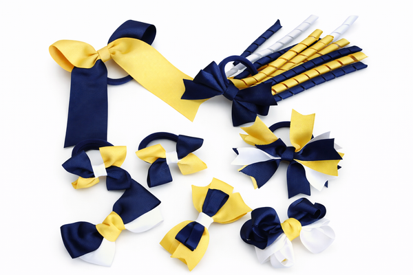 School Uniform, Sport Team Hair Accessories  -custom made, choose colours needed, Clips and Hair Ties Pack