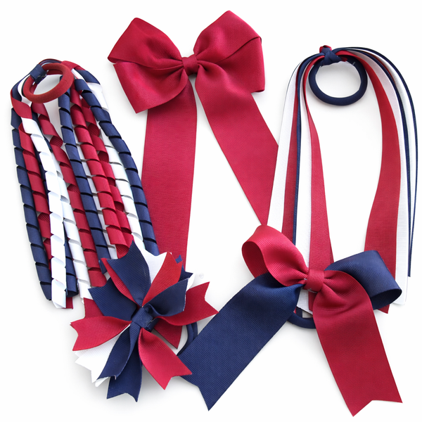 School Uniform, Sport Team Hair Accessories  -custom made, choose colours needed -Ponytail Pack