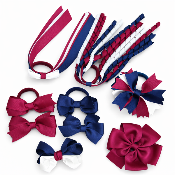 School Uniform, Sport Team Hair Accessories  -custom made, choose colours needed, hair ties Pack