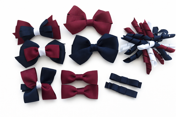 School Uniform, Sport Team Hair Accessories  -custom made, choose colours needed - Just Clips Pack 2