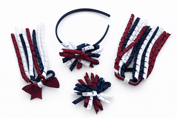 School Uniform, Sport Team Hair Accessories  -custom made, choose colours needed -Korker (Curly Ribbon) Pack