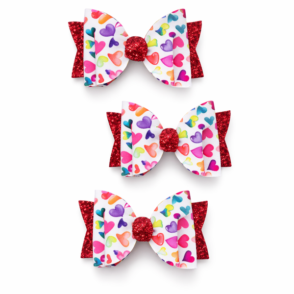 Rainbow Hearts Valentine’s Day Bow Hair Clip