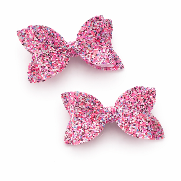 Pink Sprinkles Pigtail Bow Pair