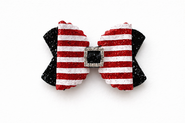 Christmas Red and White Stripe Bow