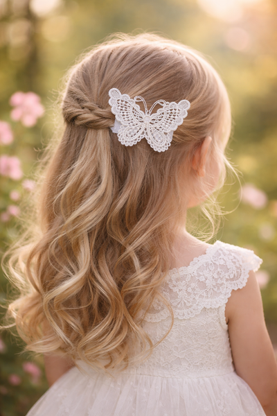 Ivory Lace Butterfly Hair Clip