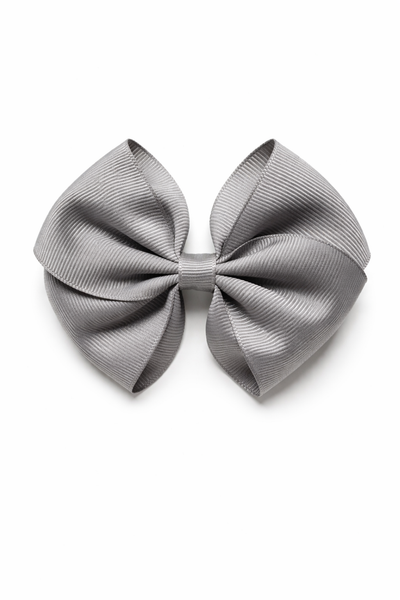 Silver 4 Inch Bow Hair Clip School Hair Accessories