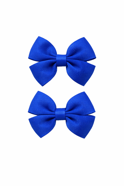 Pair Electric Blue 2.5 inch Butterfly Bow Hair Clips School Hair Accessories