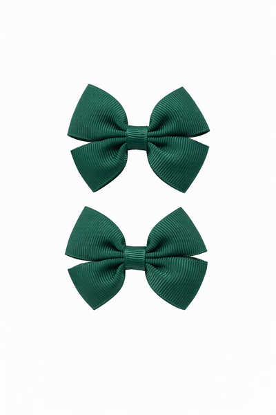 Pair Hunter Green 2.5 inch Butterfly Bow Hair Clips School Hair Accessories