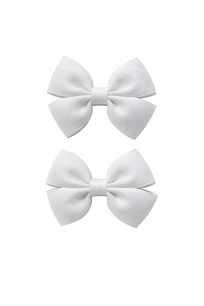 Pair White 2.5 inch Butterfly Bow Hair Clips School Hair Accessories