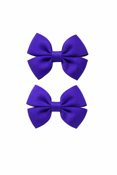 Pair Regal Purple 2.5 inch Butterfly Bow Hair Clips School Hair Accessories