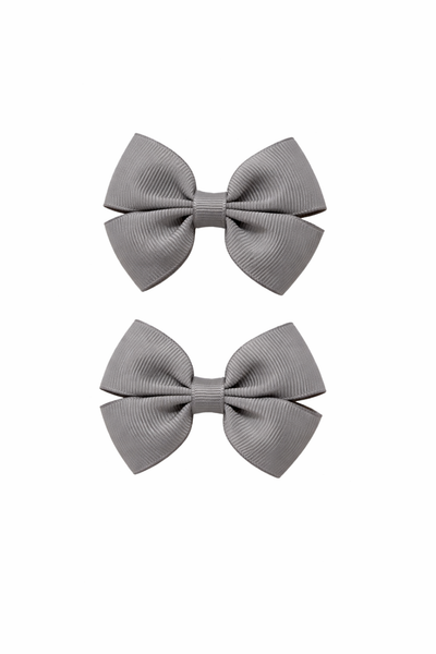 Pair Silver 2.5 inch Butterfly Bow Hair Clips School Hair Accessories