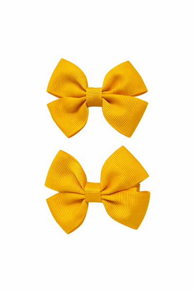 Pair Dandelion Yellow 2.5 inch Butterfly Bow Hair Clips School Hair Accessories