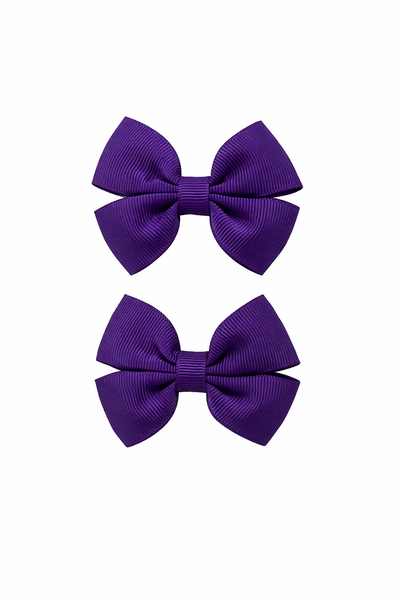 Pair Plum Purple 2.5 inch Butterfly Bow Hair Clips School Hair Accessories